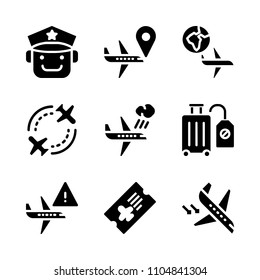 9 Airport icons vector set. creative, holiday, information and airliner illustration for web.