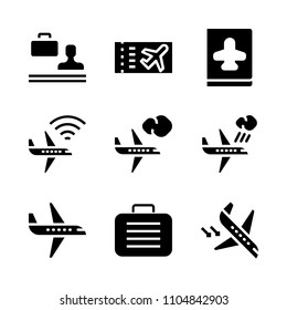 9 Airport icons vector set. design, aviation, voyage and product illustration for web.