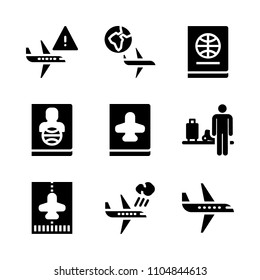 9 Airport icons vector set. airline, sea, icon and page illustration for web.