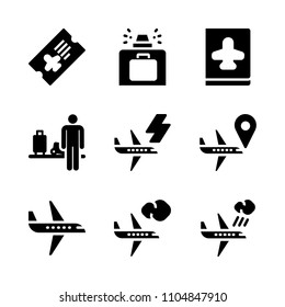 9 Airport icons vector set. paper, graphic, terminal and element illustration for web.