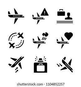 9 Airport icons vector set. destination, person, beautiful and cargo illustration for web.