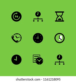 9 alarm icons in vector set. time and clock illustration for web and graphic design
