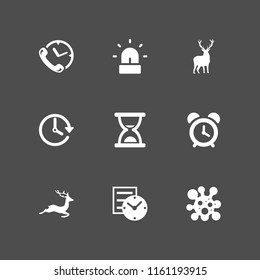 9 alert icons in vector set. clock, deer, virus and alarm illustration for web and graphic design