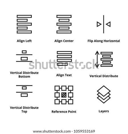 9 Alignment Line Icons