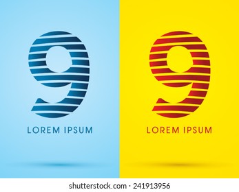9 alphabet  font ,wave, abstract , logo, symbol, icon, graphic, vector 