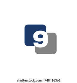 9 alphabet and number  linked logo flat vector logo template