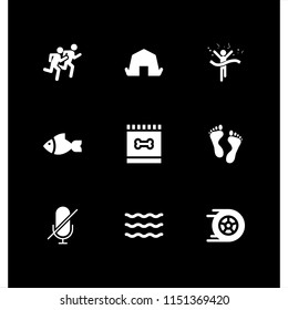 9 animal icons in vector set. human footprint, mute, pet and race illustration for web and graphic design