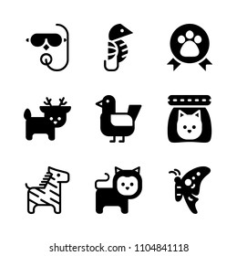 9 Animals icons vector set. reef, mother, character and design illustration for web.