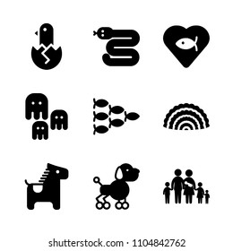 9 Animals icons vector set. lunch, red, running and groomed illustration for web.