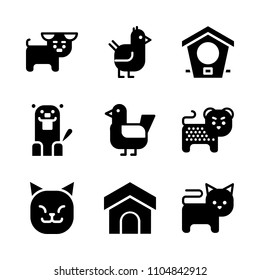 9 Animals icons vector set. mara, gray, nest and pets illustration for web.