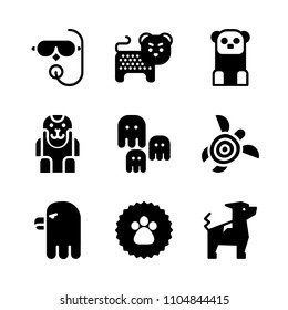 9 Animals icons vector set. diver, feline, concept and mammal illustration for web.