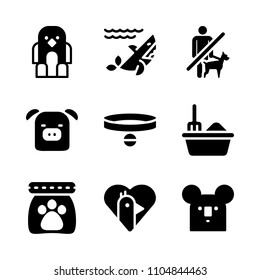 9 Animals icons vector set. diving, predator, round and litter illustration for web.