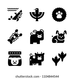 9 Animals icons vector set. nutrition, bird, bacon and decoration illustration for web.