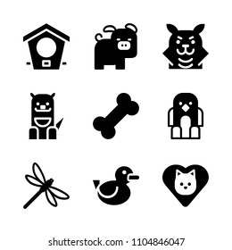 9 Animals icons vector set. friend, holiday, outdoors and hop illustration for web.