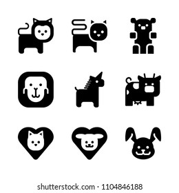 9 Animals icons vector set. tail, child, icon and mascot illustration for web.