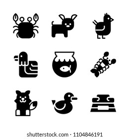 9 Animals icons vector set. breakfast, style, breed and eating illustration for web.