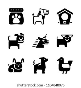 9 Animals icons vector set. house, home, gift and outdoor illustration for web.