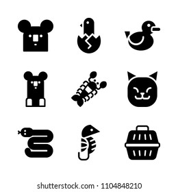 9 Animals icons vector set. illustration, door, jungle and baby illustration for web.