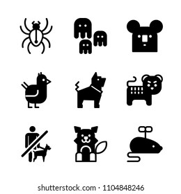 9 Animals icons vector set. safety, cat, breed and pets illustration for web.