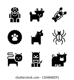 9 Animals icons vector set. kitty, help, together and food illustration for web.