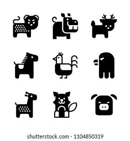 9 Animals icons vector set. park, breeding, little and chase illustration for web.