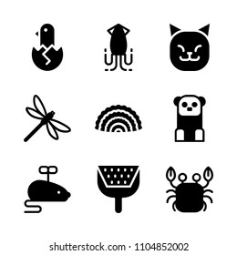9 Animals icons vector set. organic, digging, vintage and gray illustration for web.
