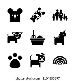 9 Animals icons vector set. sitting, studio, companion and small illustration for web.