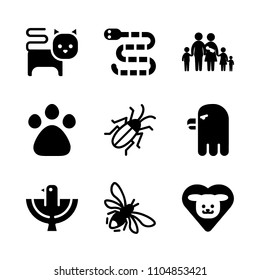 9 Animals icons vector set. eagle, domestic, smile and little illustration for web.
