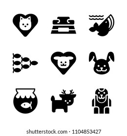 9 Animals icons vector set. sign, heap, brown and character illustration for web.