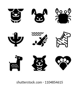 9 Animals icons vector set. background, tattoo, breed and striped illustration for web.