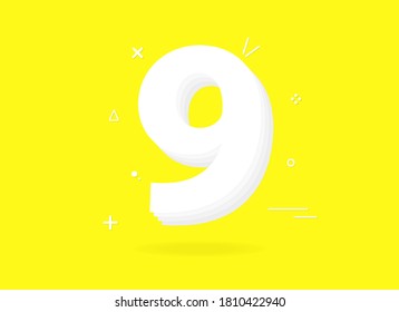 9 Anniversary celebration. Greeting, congratulation, design with confetti. Birthday or wedding party festive event decoration. Vector EPS10 illustration.

