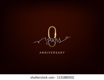 9 Anniversary elegant gold colored isolated on dark background, vector design for celebration, invitation, and greeting card