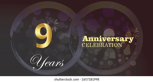 9 anniversary logo vector template. Design for banner, greeting cards or print