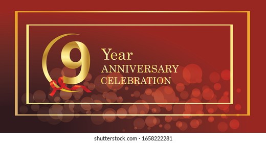 9 anniversary logo vector template. Design for banner, greeting cards or print.