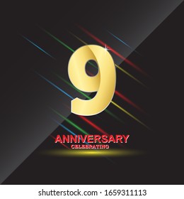 9 anniversary logo vector template. Design for banner, greeting cards or print