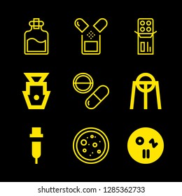 9 antibiotic icons with capsule and syringe in this set