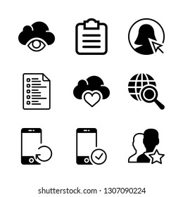 9 application icons with cloud computing and clipboard square symbol in this set
