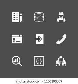 9 application icons in vector set. algorithm, css, user and chat illustration for web and graphic design