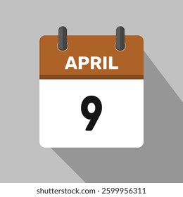 9 april calendar icon vector month date number illustration design