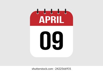 9 April Calendar. April Calendar Vector Illustration.