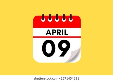 9 April month single day vector, illustration, calendar with maroon, rose and white color background calendar April 9