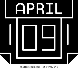 9 April Solid Style Icon Design