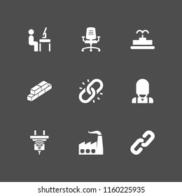 9 architecture icons in vector set. furniture, infrastructure, worker and fountain illustration for web and graphic design