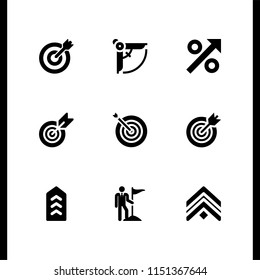 9 arrow icons in vector set. chevron, interest, compass and target illustration for web and graphic design