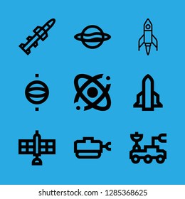 9 astronaut icons with rocket and satellite in this set