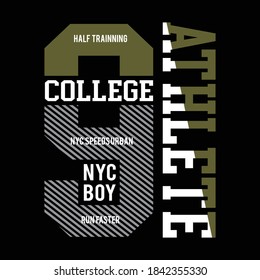 9 athlete college design typography vector illustration for print