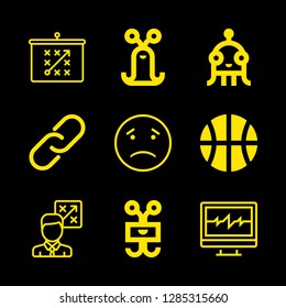9 attack icons with sad face stroke and alien in this set