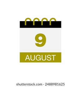 9 august calendar date icon vector eps
