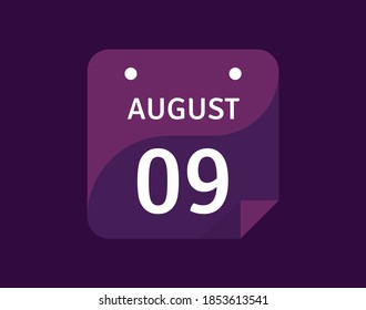 9 August, August 9 icon Single Day Calendar Vector illustration