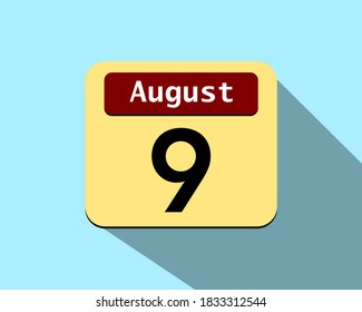 9 August - Vector art of an icon of a calendar